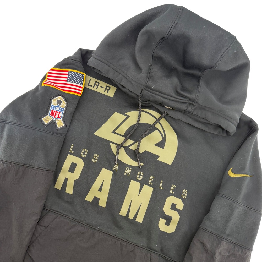 Nike Los Angeles Rams NFL Dri-Fit Salute to Service Hoodie Mens M Black Gold USA